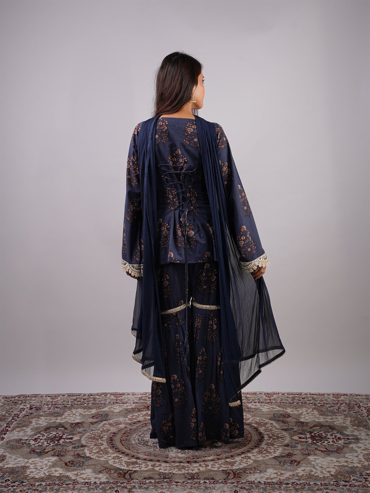 Inaayat Sleeved Corset Kurti With Sharara And Dupatta  Set
