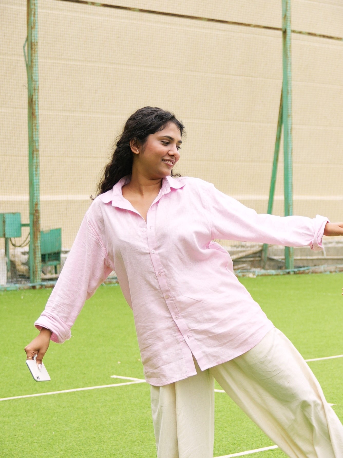 Oversized Pink Linen Shirt
