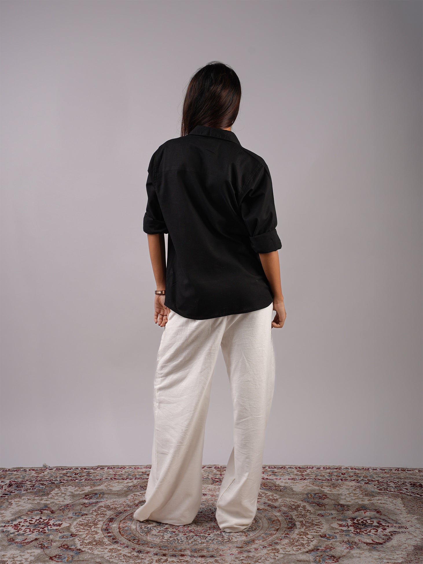 Oversized Black Linen Shirt