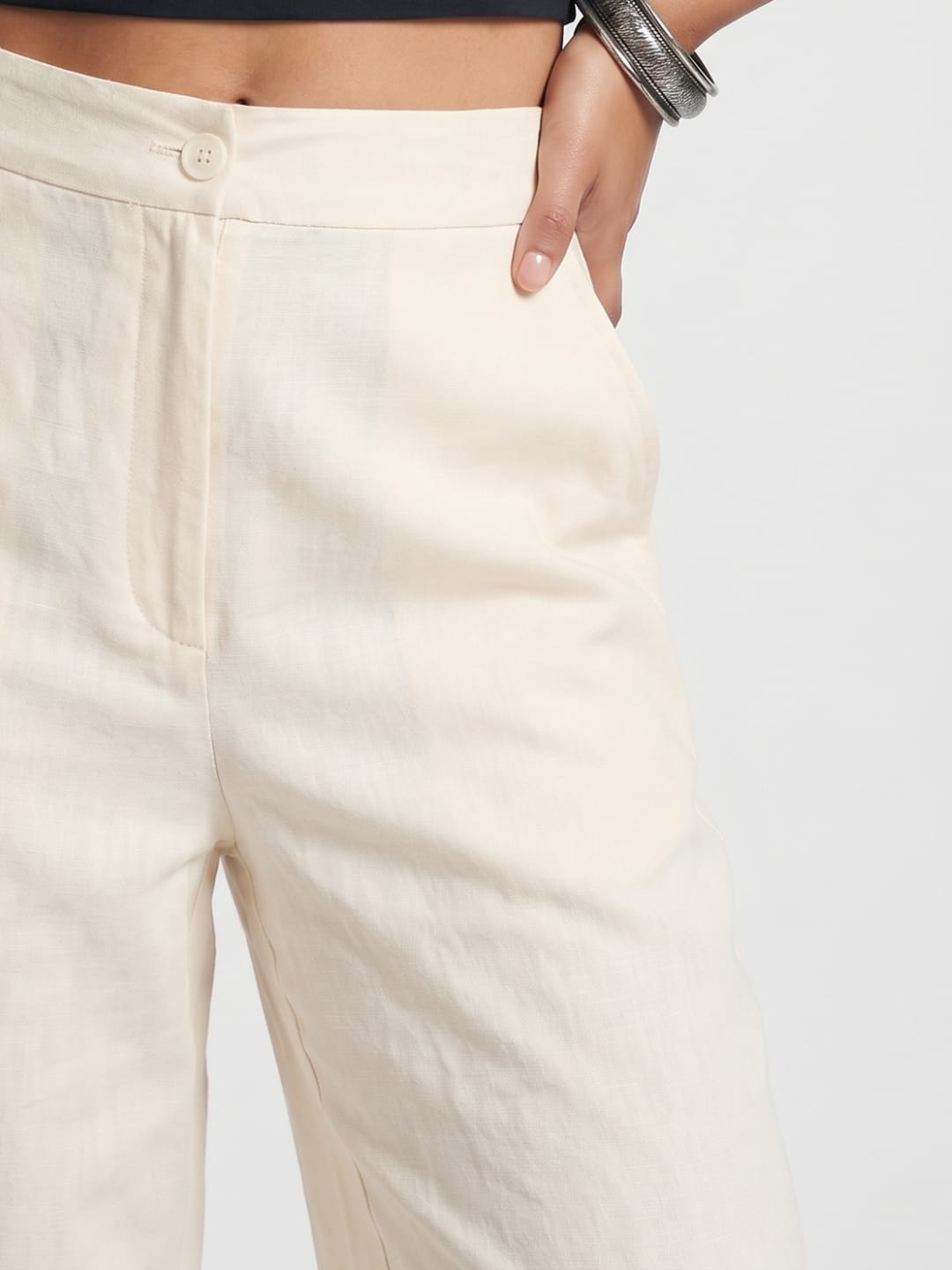 Beige Cotton Pants