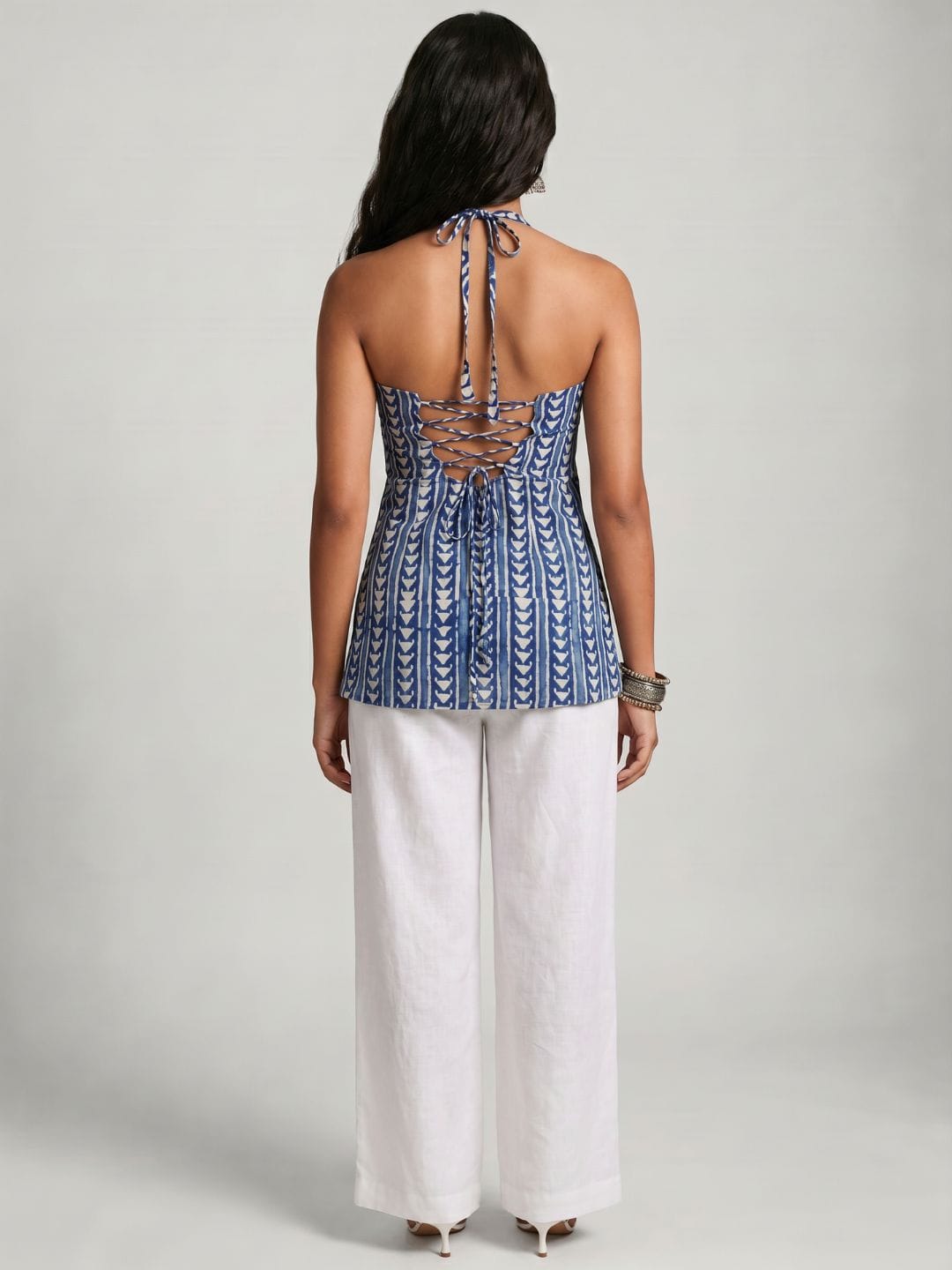 Dabu halter neck corset kurti