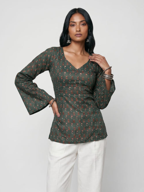 Hoor Backless Sleeved Corset Kurti