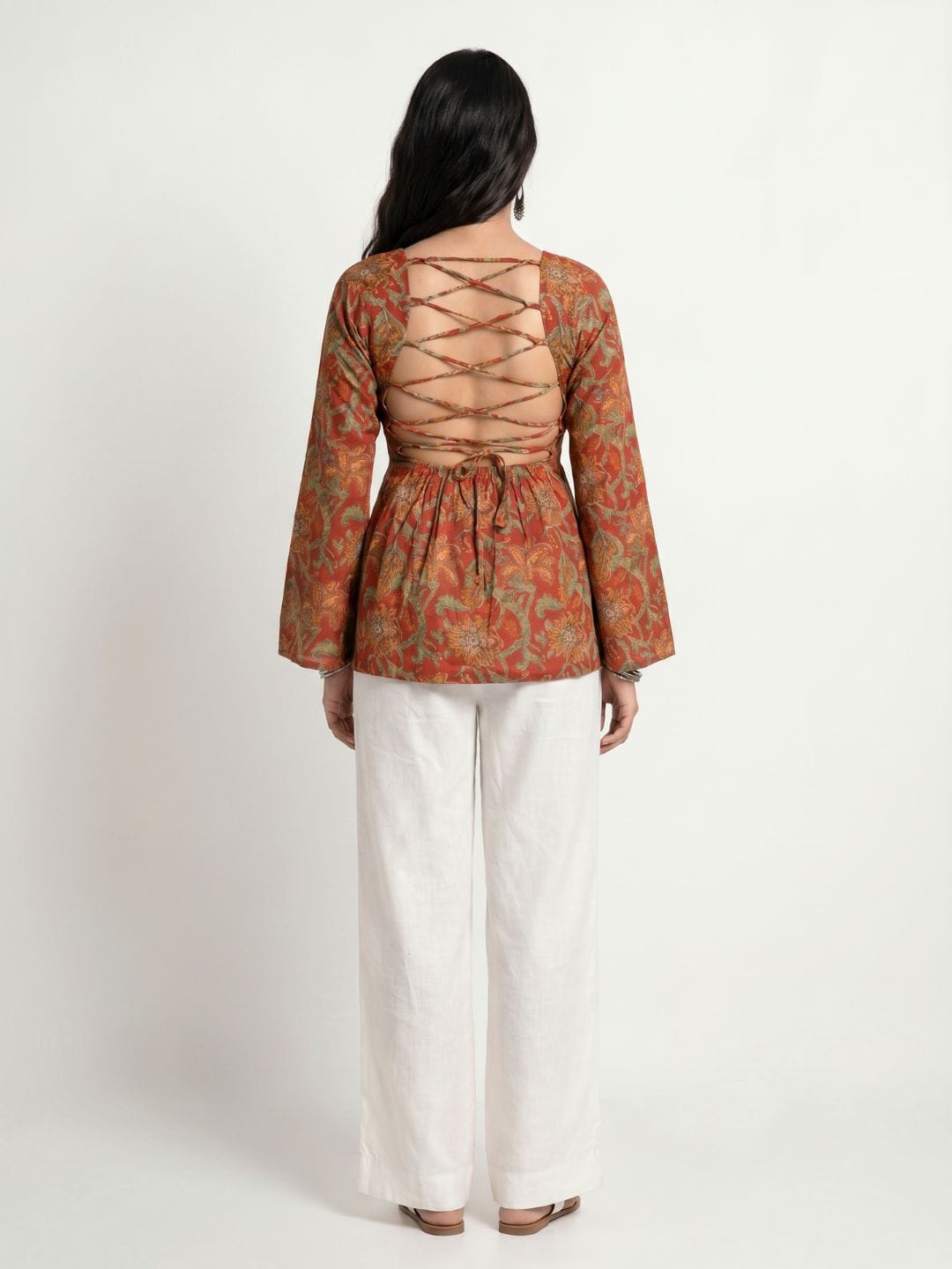 Kareen Backless Sleeved Corset Kurti