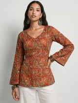 Kareen Backless Sleeved Corset Kurti