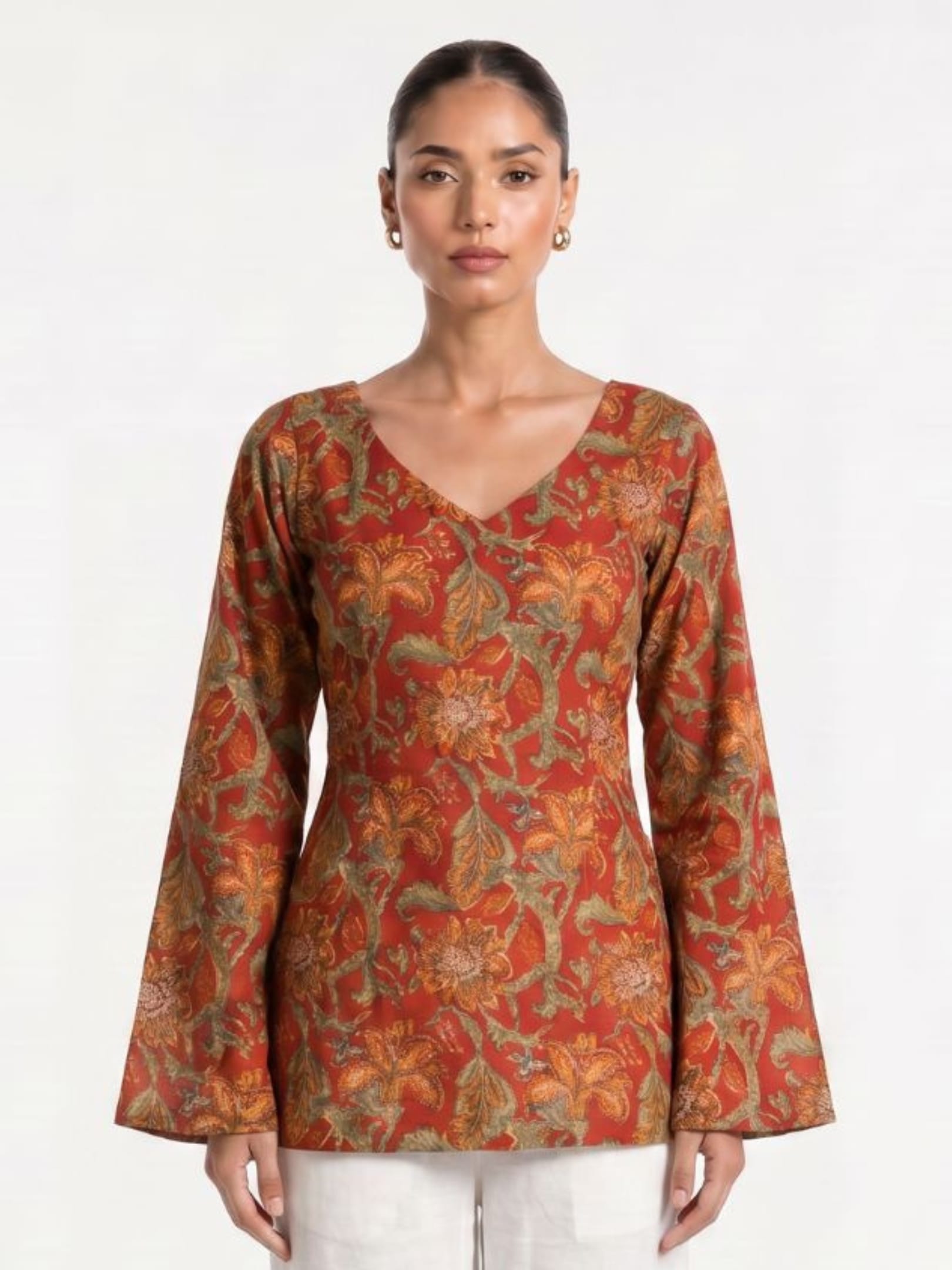 Kareen Backless Sleeved Corset Kurti