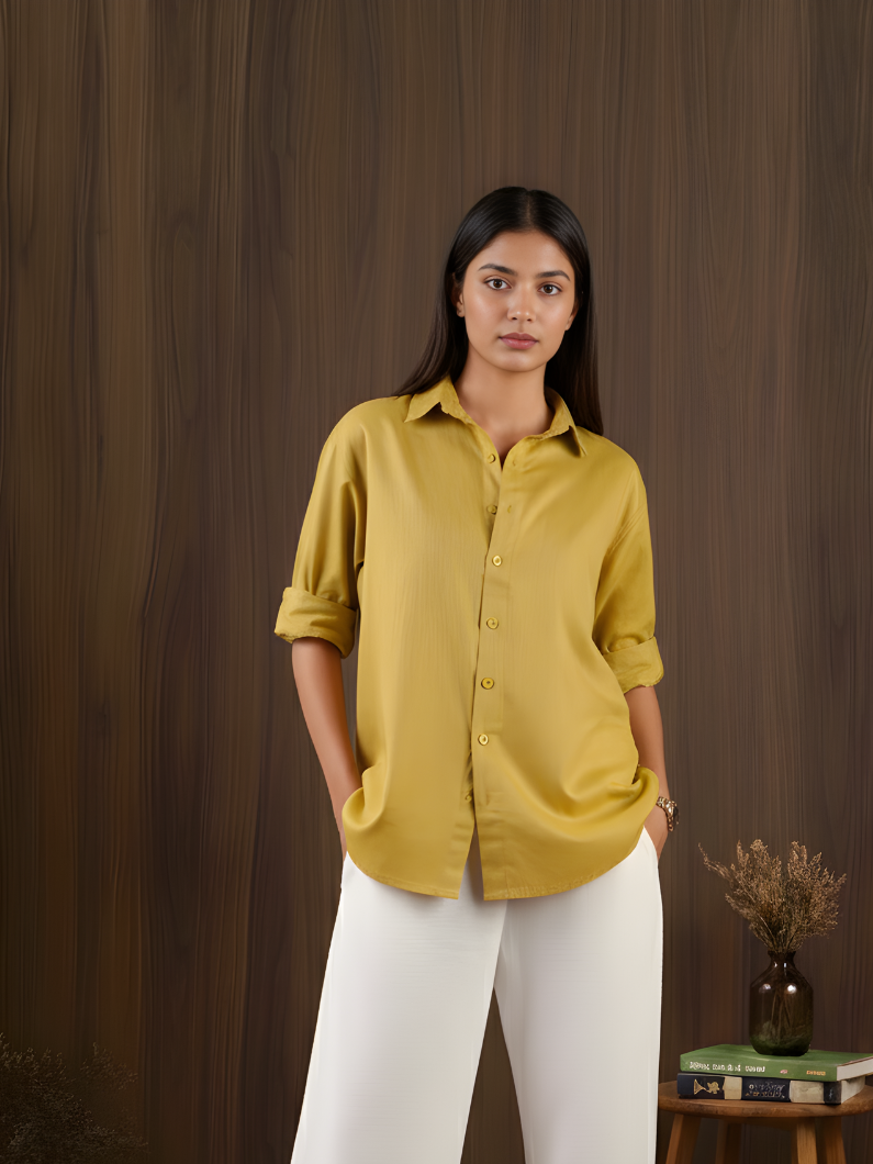 Oversized Green Linen Shirt