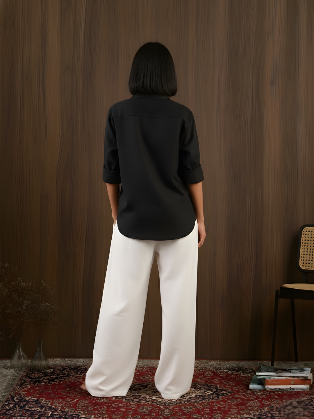 Oversized Black Linen Shirt