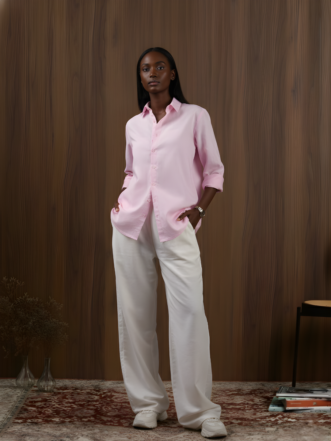 Oversized Pink Linen Shirt