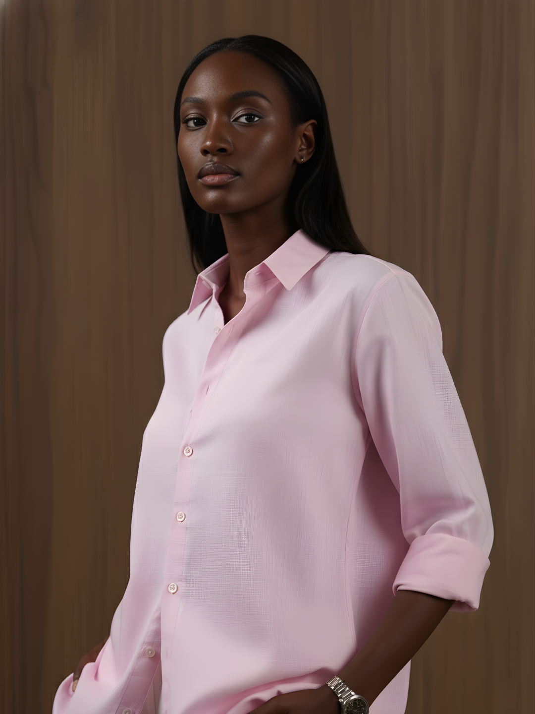 Oversized Pink Linen Shirt