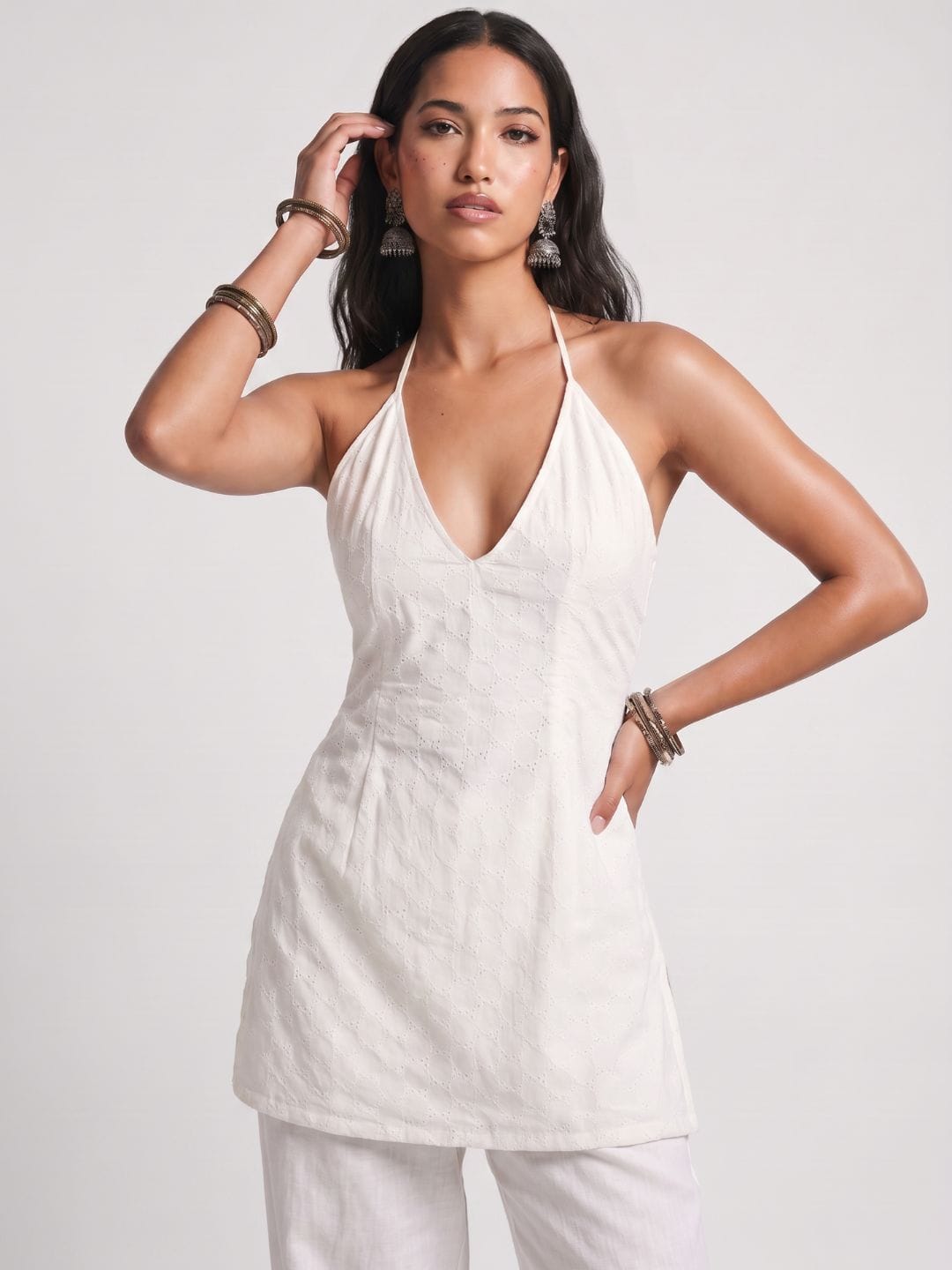 Hans Halterneck Corset Kurti – Off White