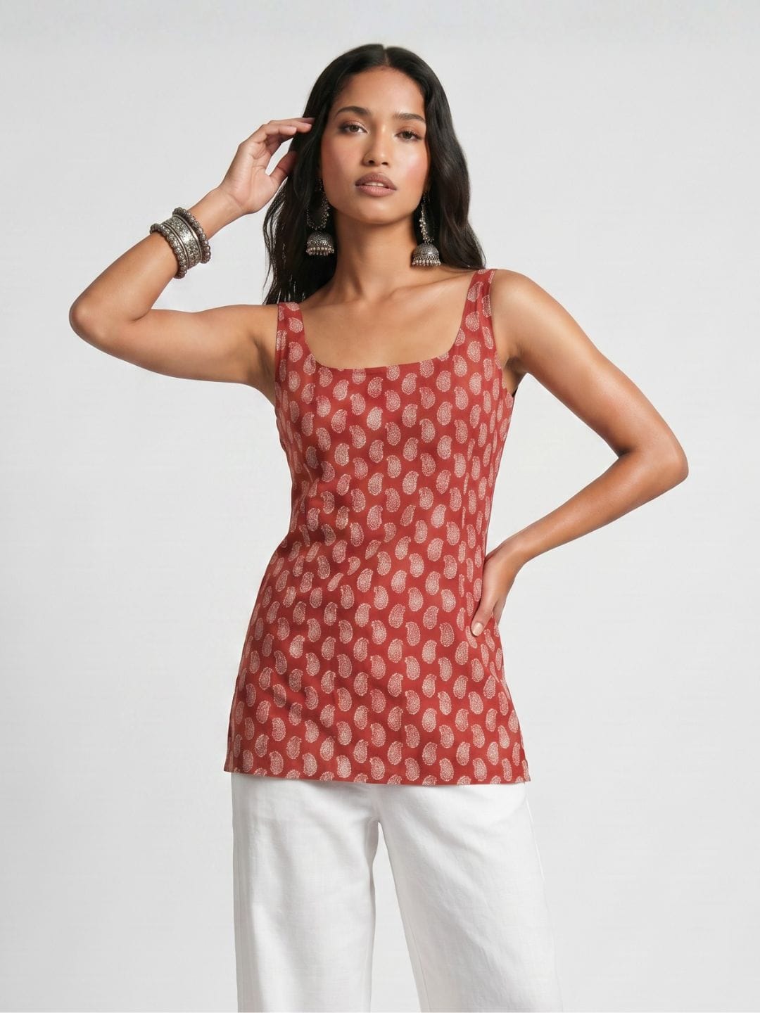 Kum-Kum Deep Back  Short Kurti